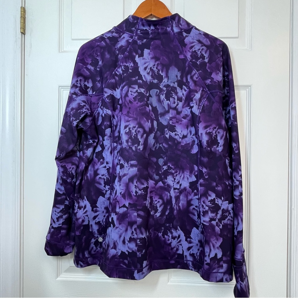 Athleta Purple Floral Women's 1/4 Zip Sweatshirt Size 1X - Picture 2 of 9